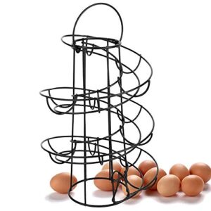 hovico egg skelter spiral design metal egg skelter dispenser rack,storage display rack (black)