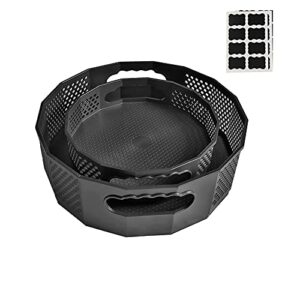 2 pack plastic lazy susan turntable, perfect refrigerator turntable, rotating under sink organizers and storage,large spice rack organizer for cabinet, black | round | 9 12inch