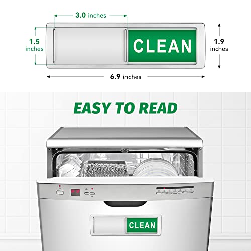 Dishwasher Magnet Clean Dirty Sign Shutter Only Changes When You Push It Non-Scratching Strong Magnet or 3M Adhesive Options Indicator Tells Whether Dishes are Clean or Dirty (Silver)