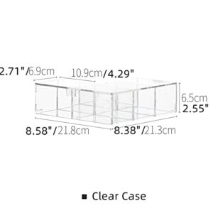 Figures Display Case with Door, Lego Parts Storage 6 Compartments Organizing Cabinet with Lid, Clear Storage Box for Small Particles Parts Toys, Transparent Showcase Shelf