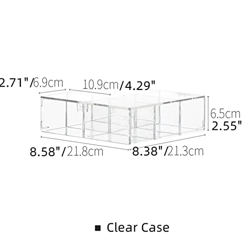 Figures Display Case with Door, Lego Parts Storage 6 Compartments Organizing Cabinet with Lid, Clear Storage Box for Small Particles Parts Toys, Transparent Showcase Shelf