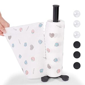paper towel holders countertop with suction cups and anti-slip mat, paper towel stand for kitchen cling film/cabinet/dining table/living room roll paper easy one-handed tear