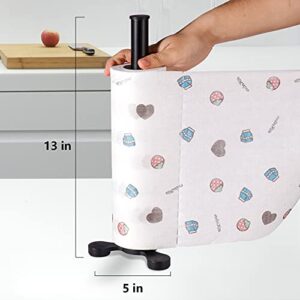 Paper Towel Holders Countertop with Suction Cups and Anti-Slip Mat, Paper Towel Stand for Kitchen Cling Film/Cabinet/Dining Table/Living Room Roll Paper Easy One-Handed Tear