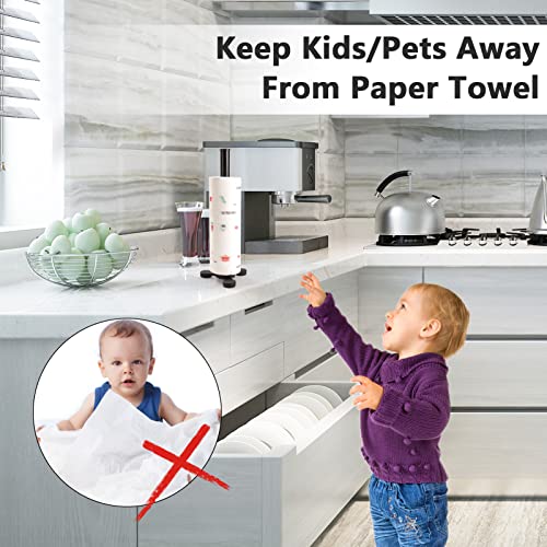 Paper Towel Holders Countertop with Suction Cups and Anti-Slip Mat, Paper Towel Stand for Kitchen Cling Film/Cabinet/Dining Table/Living Room Roll Paper Easy One-Handed Tear