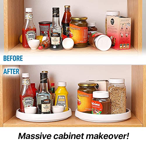 Lazy Susan Organizer 1 Pack, Non-Skid Lazy Susan Turntable 10-12 Inch for Cabinet, Pantry, Kitchen, Countertop, Vanity Display Stand White/Grey (10 INCH)