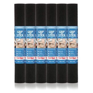 con-tact brand grip-n-stick durable self-adhesive non-slip shelf and drawer liner, 18″ x 4′, black, 6 rolls