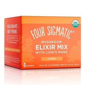 four sigmatic lion’s mane mushroom elixir | coffee alternative with organic lion’s mane mushroom powder, rhodiola & rose hips | immune & memory support | paleo | pack of 20