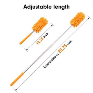 Microfiber Duster for Cleaning, Tukuos Hand Washable Dusters with 2pcs Replaceable Microfiber Head, Extendable Pole, Detachable Cleaning Supplies for Office, Car, Window, Furniture, Ceiling Fan