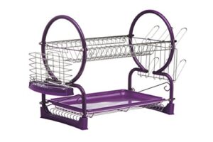 premier housewares 2-tier dish drainer – purple