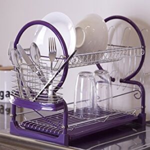 Premier Housewares 2-Tier Dish Drainer - Purple