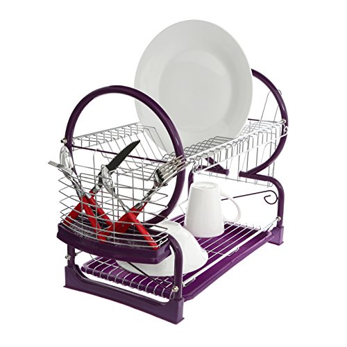 Premier Housewares 2-Tier Dish Drainer - Purple