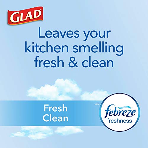 GLAD ForceFlexPlus XL X-Large Kitchen Drawstring Trash Bags, 20 Gallon Grey Trash Bag for Large Kitchen Trash Can, Fresh Clean with Febreze Freshness and Leak Protection, 80 Count (Package May Vary)