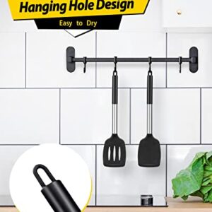Pack of 2 Silicone Solid Turner ,Non Stick Slotted Kitchen Spatulas ,High Heat Resistant BPA Free Cooking Utensils ,Ideal Cookware for Fish ,Eggs ,Pancakes (Black)
