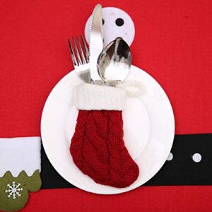 BESTOYARD 4pcs Christmas Cutlery Bags Fork Spoon Socks Tableware Silverware Holders Knitting Stockings