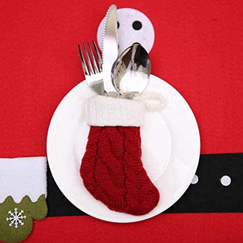 BESTOYARD 4pcs Christmas Cutlery Bags Fork Spoon Socks Tableware Silverware Holders Knitting Stockings