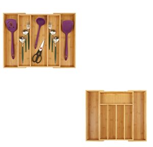 utoplike bamboo expandable kitchen drawer organizer and bamboo cutlery tray silverware,(11.5″-18″ )w x 15″h x 2.4“d (small)