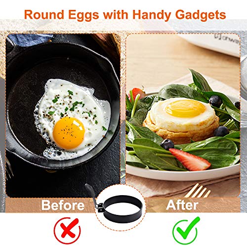 COTEY Large 3.5" Nonstick Egg Rings Set of 4, Round Crumpet Ring Mold Shaper for English Muffins Pancake Cooking Griddle - Portable Grill Accessories for Camping Indoor Breakfast Sandwich Burger