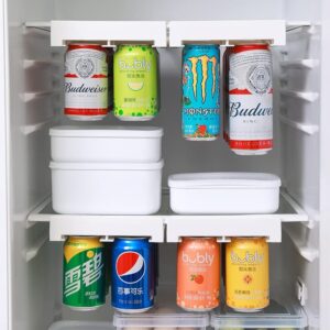 2pcs stacking can dispenser for fridge hanging soda organizer for refrigerator adjustable can dispenser for pantry, freezer, kitchen, beverage holder