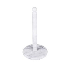 asters charming marble paper towel holder, standing holder with heavy weighted white marble base, for kitchen countertop, bathrooms and cabinet