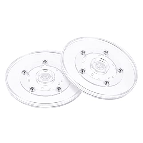 MECCANIXITY 5inch Rotating Swivel Stand with Steel Ball Bearings Lazy Susan Base Turntable for Kitchen Corner Cabinets, Clear Pack of 2