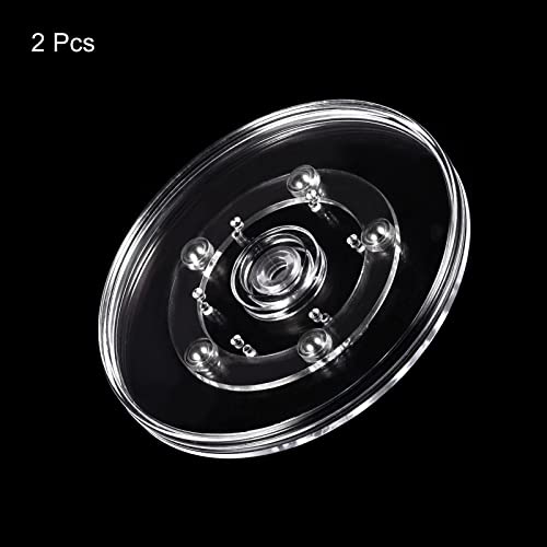 MECCANIXITY 5inch Rotating Swivel Stand with Steel Ball Bearings Lazy Susan Base Turntable for Kitchen Corner Cabinets, Clear Pack of 2