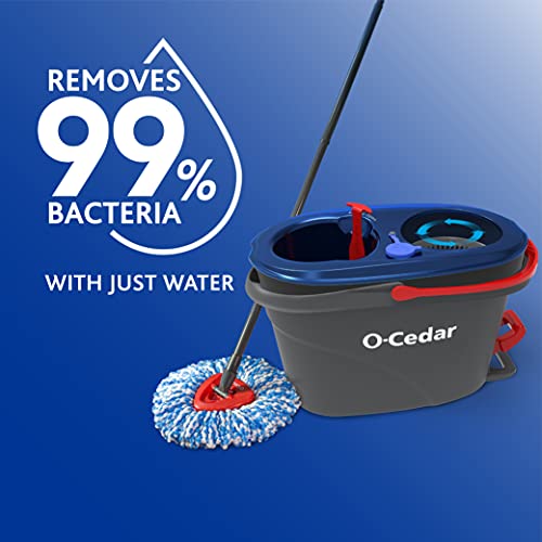 O-Cedar EasyWring RinseClean Microfiber Spin Mop & Bucket Floor Cleaning System, Grey