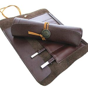 Amosfun Wood Carving Knife Tools Leather Whittling strop Blades Set- 1pc Knives Roll Up Bag Portable Lightweight Storage Bag Organizer Case for Pocket Sculpture Carving Knives