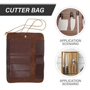 Amosfun Wood Carving Knife Tools Leather Whittling strop Blades Set- 1pc Knives Roll Up Bag Portable Lightweight Storage Bag Organizer Case for Pocket Sculpture Carving Knives