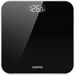renpho digital bathroom scale, highly accurate body weight scale with lighted led display, round corner design, 400 lb, black-core 1s