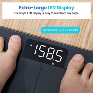 Etekcity Scale for Body Weight, Digital Bathroom Scale for People, Accurate to 0.02kg/0.05lb & Large LED Display, Weight Verification, Tempered Glass, 400 lbs
