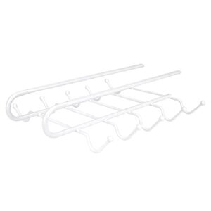 home basics 10 hook under shelf mugs cup storage drying holder rack, and closet or cabinet hanging organizer rack for ties and belts, white