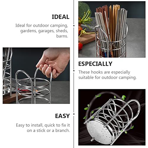 BESTonZON 1pc Stainless for Farmhouse Cutlery Countertop Utensil Rack Organizer Chopstick Holders Stand Round Pot Sponge Pen Black Sink Display Caddy Hanging Steel Cooking Silver