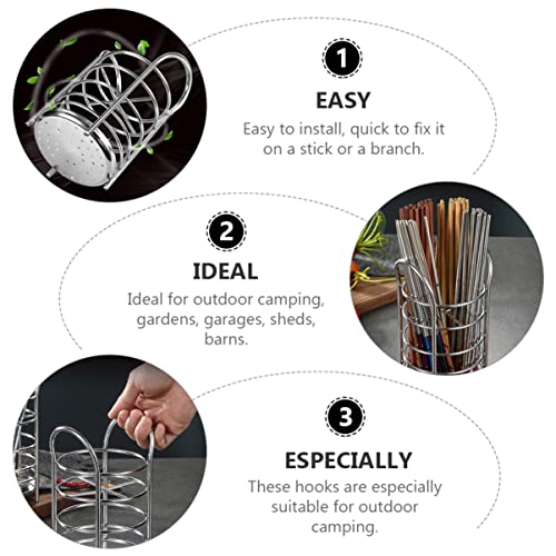 BESTonZON 1pc Stainless for Farmhouse Cutlery Countertop Utensil Rack Organizer Chopstick Holders Stand Round Pot Sponge Pen Black Sink Display Caddy Hanging Steel Cooking Silver