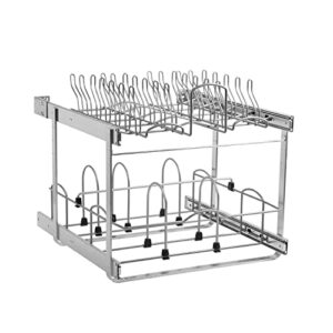 knape & vogt simply put 20-in w x 19.75-in 2-tier pull-out cookware organizer, 20 inch, frosted nickel