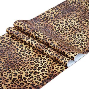 taogift self adhesive vinyl leopard print contact paper shelf liner for dresser drawer cabinets table furniture walls crafts decal removable 17.7×117 inches