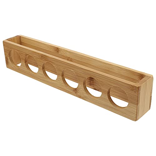 Cabilock Wine Cup Server Dish Wood Beer Flight Tray Bamboo Wine Glass Holder Modern Wooden Wine Rack Wine Cup Display Rack 6 Holes Wine Cup Server Dish Wood Paddle Serving Tray