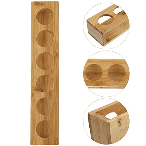 Cabilock Wine Cup Server Dish Wood Beer Flight Tray Bamboo Wine Glass Holder Modern Wooden Wine Rack Wine Cup Display Rack 6 Holes Wine Cup Server Dish Wood Paddle Serving Tray