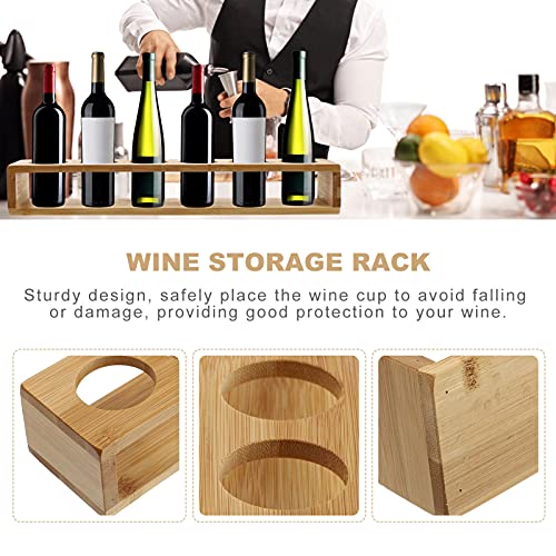 Cabilock Wine Cup Server Dish Wood Beer Flight Tray Bamboo Wine Glass Holder Modern Wooden Wine Rack Wine Cup Display Rack 6 Holes Wine Cup Server Dish Wood Paddle Serving Tray