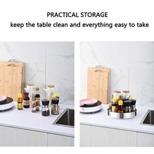 Lazy Susan Spice Rack Organizer for Cabinet, Rotating Tray Turntable Storage Container Stainless steel for Kitchen Pantry, Countertop, Table (9”)