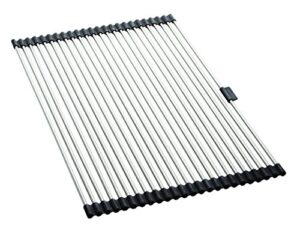 farberware roll up dish drying over the sink rack mat with stainless steel wires, large, silver/black