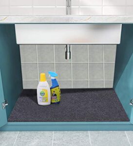 sensko under sink mat, kitchen cabinet mat, absorbent/waterproof，sink drip protector tray ，contains liquids — protects cabinets，washable(24″ x 48″)