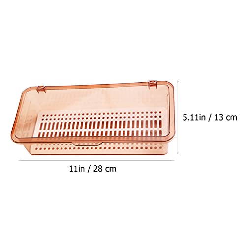 2Pcs Plastic Flatware Tray with Lid Chopsticks Drain Rack Kitchen Cutlery Utensil Drawer Colander Drying Holder Organizer Basket 28X13CM