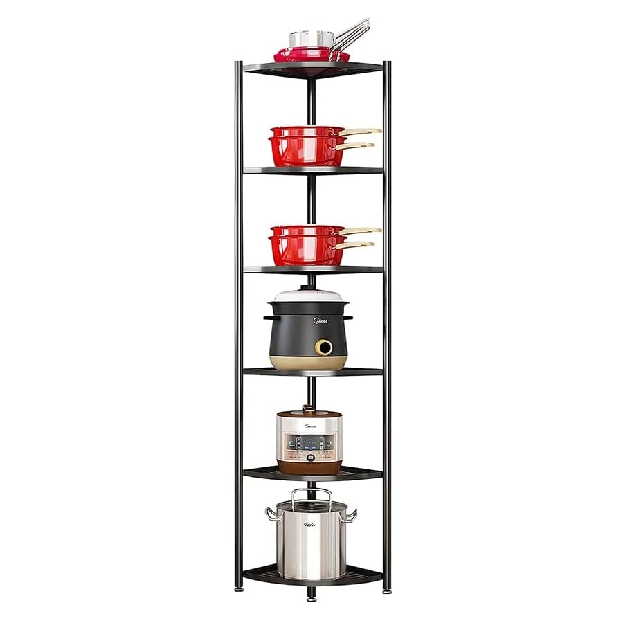 MYOYAY Kitchen Pot Rack 6-Tier Cookware Stand Corner Pot Rack Storage Organizer Kitchen Corner Shelf Rack Multi-Layer Corner Shelf Stand Stainless Steel Shelf Holder for Pans Pots and Kettles