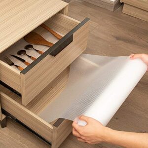 SinhRinh Shelf Liner, Non-Adhesive Drawer Liner, Double Sided Non-Slip Cabinet Liner 17.5IN x 10FT Cuttable and Washable for Kitchen, Shoe Rack and Refrigerator - Clear