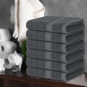 Utopia Towels 6 Pack Premium Hand Towels Set, (16 x 28 inches) 100% Ring Spun Cotton, Ultra Soft and Highly Absorbent 600GSM Towels for Bathroom, Gym, Shower, Hotel, and Spa (Grey)