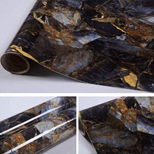 Self Adhesive Sapphire Look Marble Gloss Film Contact Paper Shelf Liner Drawer Cabinet Sticker 15.6inch by 78inch