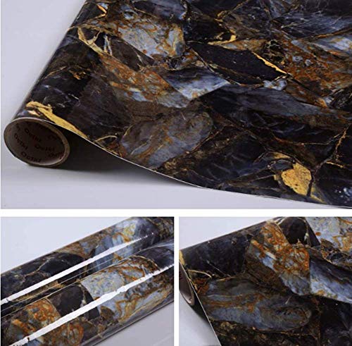 Self Adhesive Sapphire Look Marble Gloss Film Contact Paper Shelf Liner Drawer Cabinet Sticker 15.6inch by 78inch