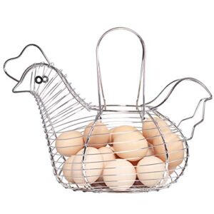 simple and neat chrome steel wire egg basket with handle, holds 15-20 eggs, medium size