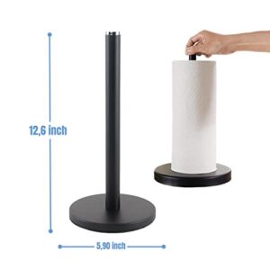 Hesalux Paper Towel Holder Black Matte - Stainless Steel Kitchen Paper Towel Stand, Kitchen Roll Dispenser for Any Kitchen or 15.5x4.6x29.2 cm