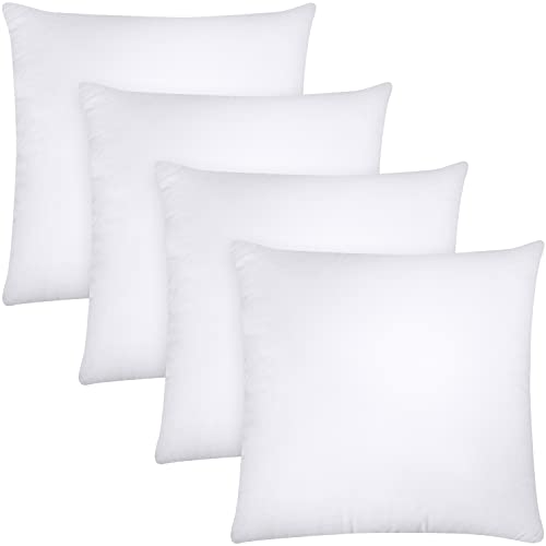 Utopia Bedding Throw Pillow Inserts (Set of 4, White), 18 x 18 Inches Pillow Inserts for Sofa, Bed and Couch Decorative Stuffer Pillows